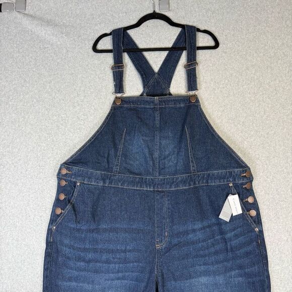 Brand New Lane Bryant Women's Size 24S Cotton Stretch Overalls Denim Medium Wash - Picture 2 of 12